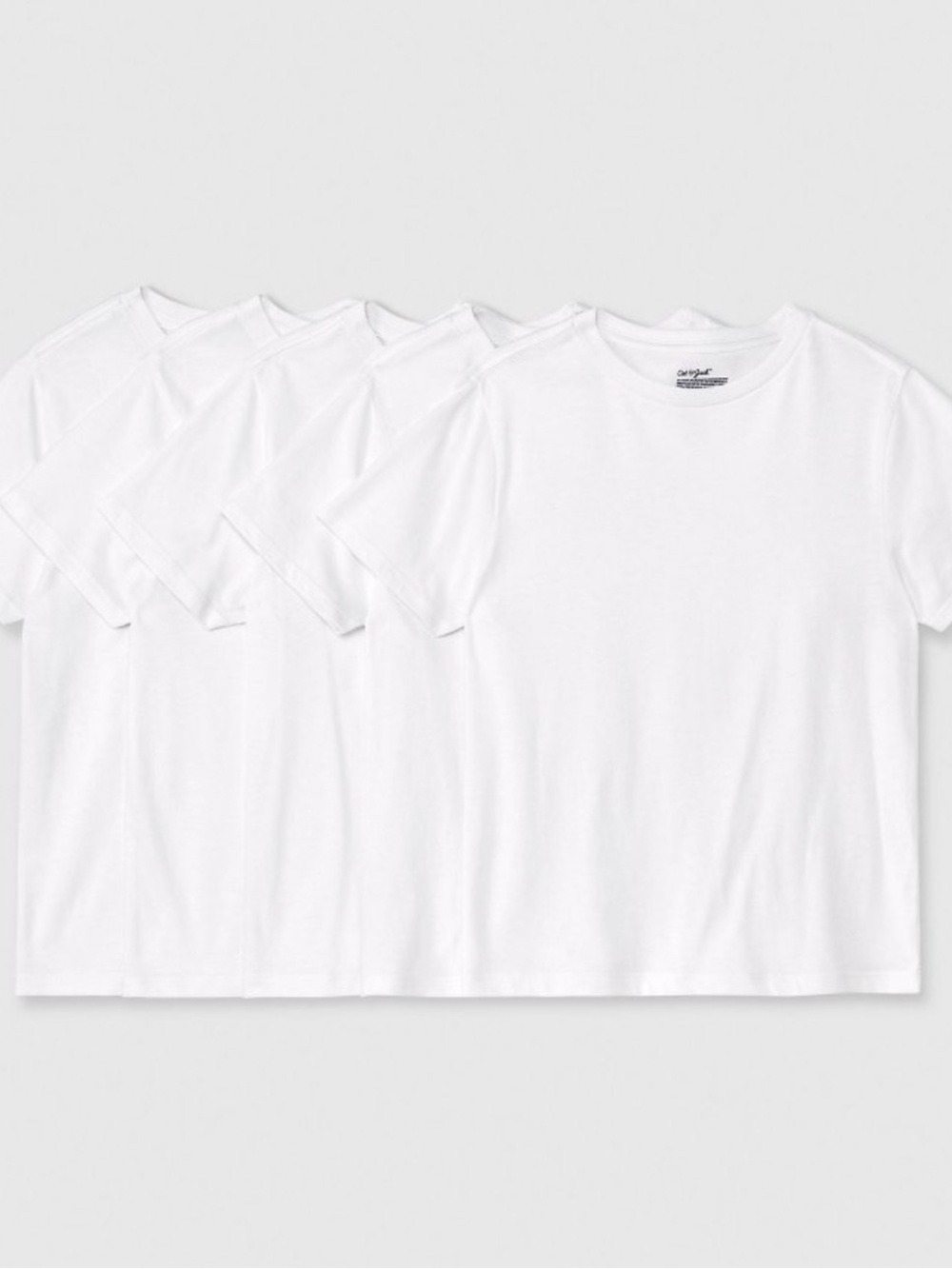 Cat & Jack Boys White Tag-Free Crew Neck T-Shirts 5 Pack Size L 10-12 New